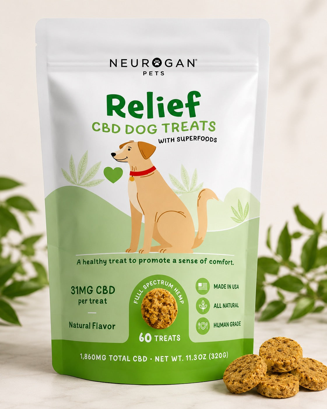 Relief Full Spectrum CBD Dog Treats – 60 Treats