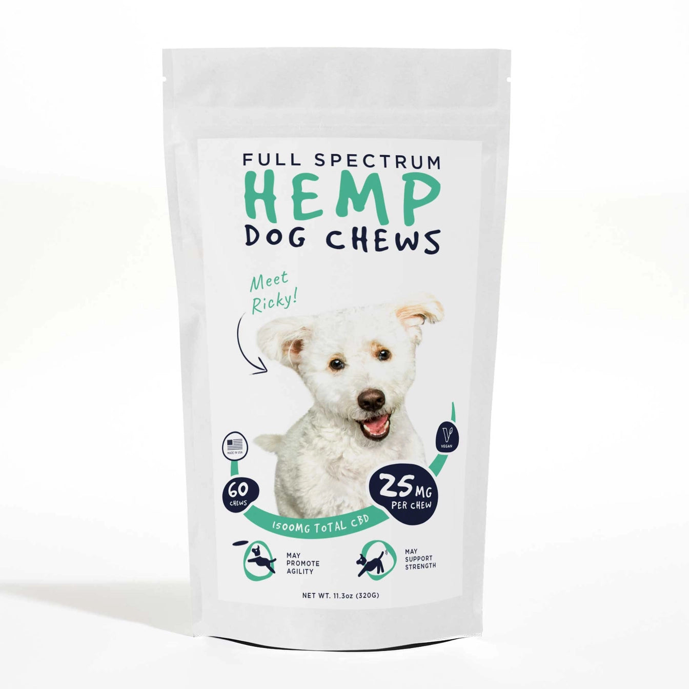 Full Spectrum Hemp Dog Chews 25mg CBD 60 count